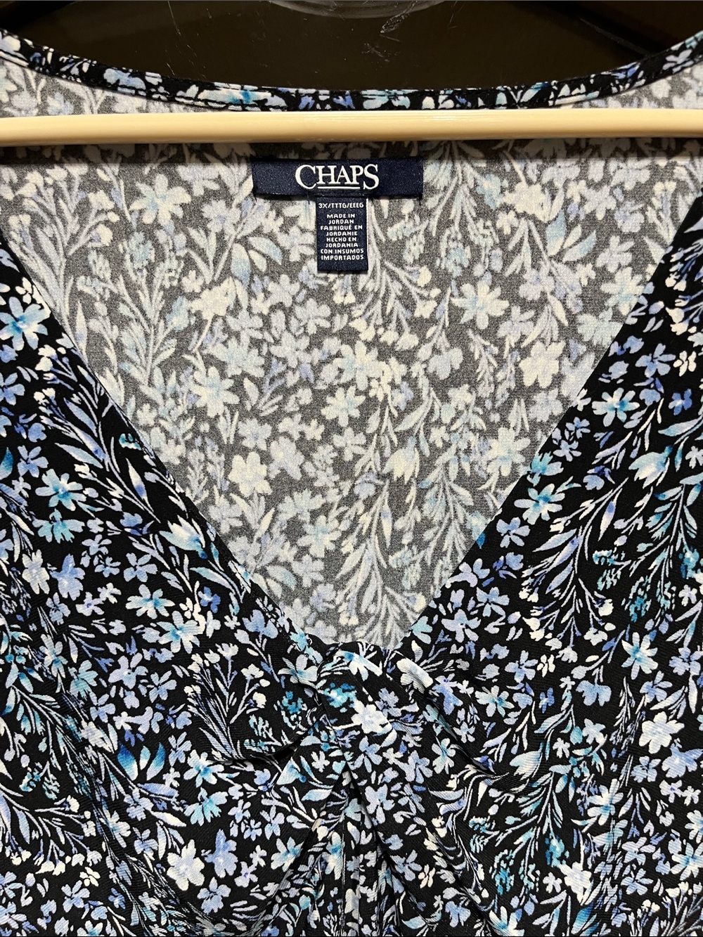 Chaps Blue Short-Sleeve V-Neck Floral Tee with Blue & White Accents - Picture 3 of 7